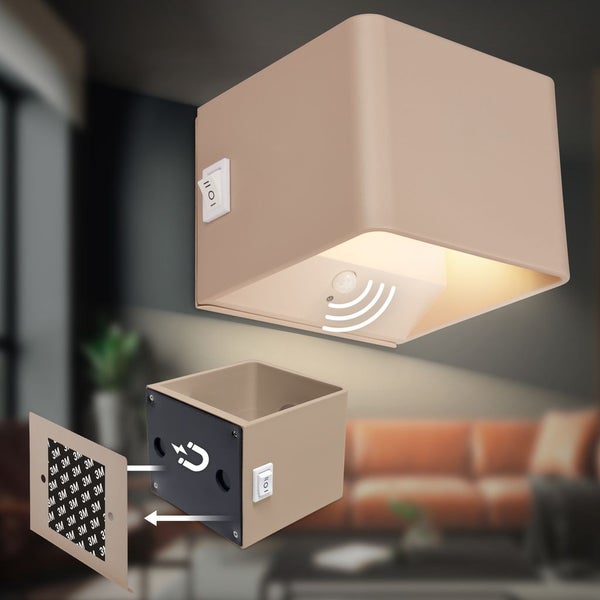 LED Wandleuchte Wandlampe ohne Stromanschluss Bewegungsmelder Akku ohne Bohren