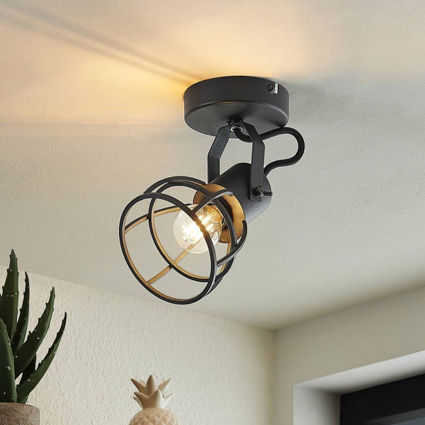 Lindby Strahler Flintos (Retro, Vintage Antik) in Schwarz aus Metall (1 flammig E14) - Deckenlampe Deckenleuchte Lampe Spot Wohnzimmerleuchte