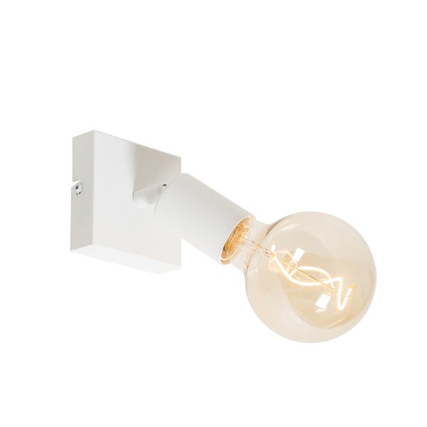 Weiße Wandleuchte mit Glühbirne