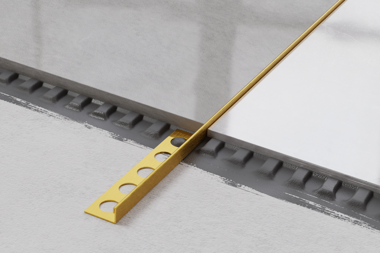 Edelstahl J Eckprofil für Fliesen 1cm x 244cm - Satiniertes Gold