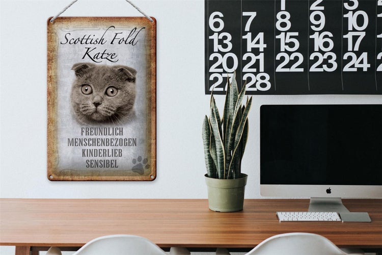 Blechschild Spruch 20x30cm Scottish Fold Katze Schild
