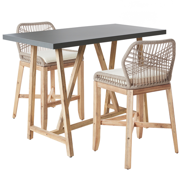Bistro Set inkl. Kissen TALAMONE Akazienholz Grau