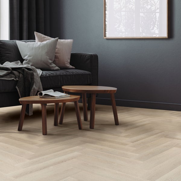 ML-Design Deluxe PVC Bodenbelag, Click Vinyl-Dielen Vinylboden, 61cmx12,8cmx4,2mm, Dicke 4,2mm, 3,12m²/40 Dielen, Fischgrät Eiche hell, Braun, Holzoptik, rutschfest, wasserfest, Belastungsklasse 34
