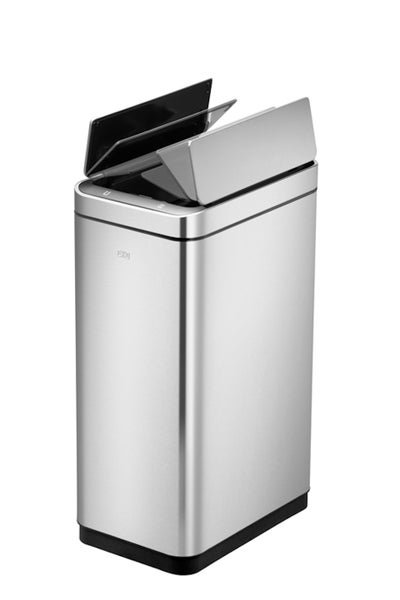 PROREGAL Stilvoller Sensor Abfalleimer Aus Gebürstetem Edelstahl 30 Liter HxBxT 62 x 25,2 x 37,7 cm Silber