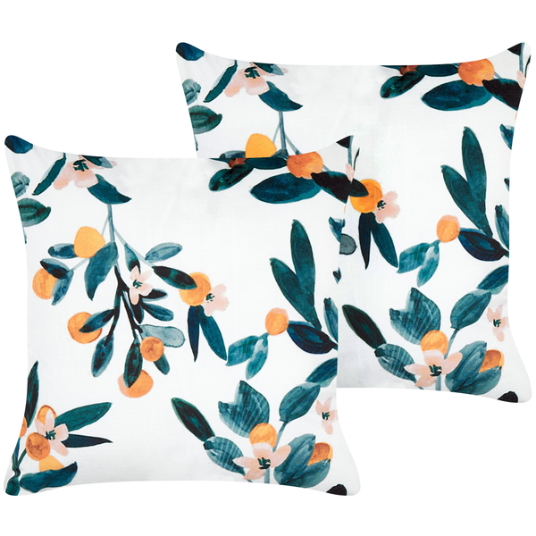 Dekokissen 2er Set KNAUTIA Samtstoff 45 x 45 cm Bunt Pflanzenmuster