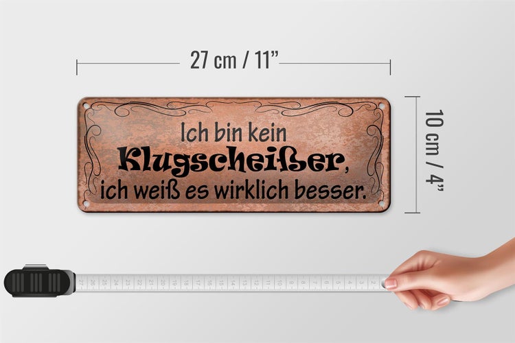 Blechschild Spruch 27x10cm ich weiß es wirklich besser Dekoration
