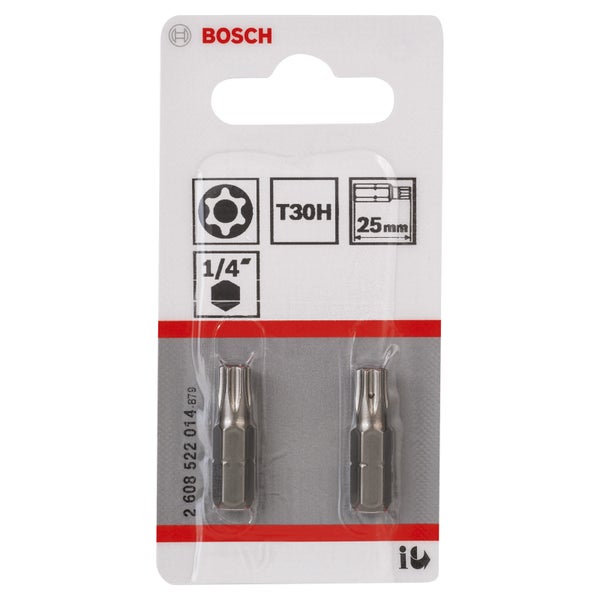 Bosch 2x Security-Torx-Schrauberbit Extra-Hart, T30H, 25 mm - 2608522014