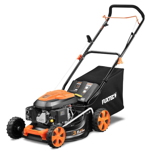 Fuxtec Benzinrasenmäher mit Fangkorb