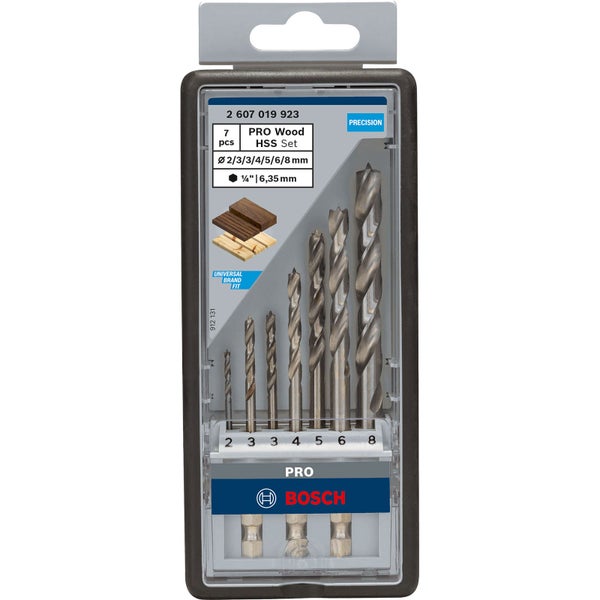 Bosch Holzbohrer Set mit sieben Teilen in Aufbewahrungsbox