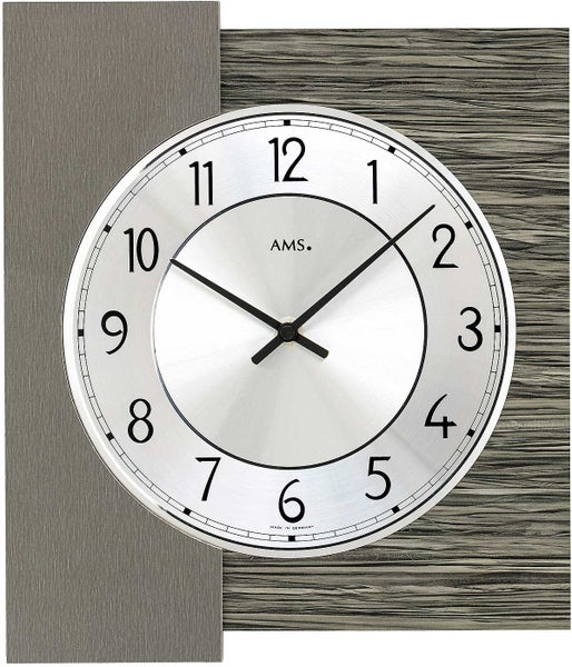 AMS 9584 Wanduhr modern  Holz 25 cm x 29 cm x 5 cm