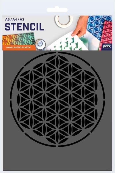 QBIX Mandala Schablone A3 Größe Kunststoff - Ausschnitt ist 25cm breit