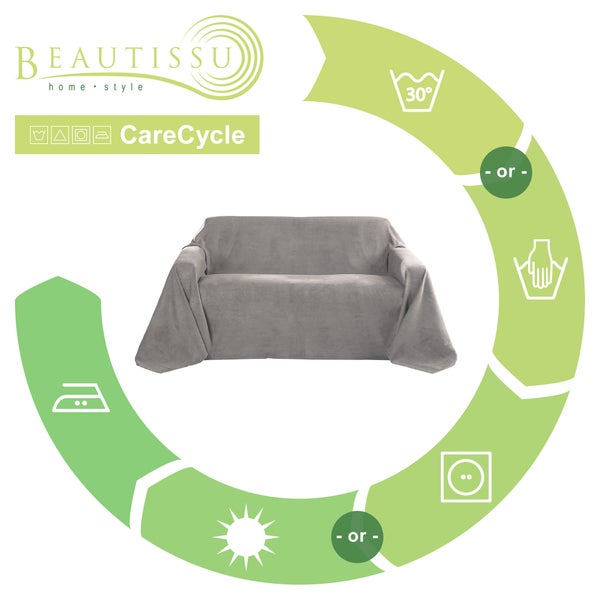 Beautissu Romantica Tagesdecke Wildleder Optik 210x280cm Anthrazit