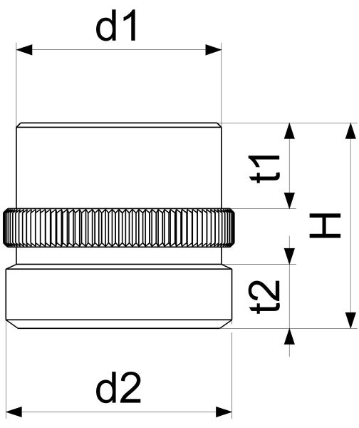 Technische Zeichnung eines zylindrischen Bauteils mit Maßangaben fuer Durchmesser und Hoehe.