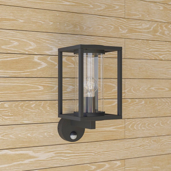 Lucande Wandlampe aussen mit Bewegungsmelder, Aussenwandleuchte spritzwassergeschützt IP44 1x E27 max. 60W ohne Leuchtmittel Außenleuchte