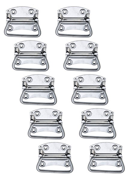 Set mit 10 Kistengriffen aus Metall mit Montageplatten zum Anschrauben