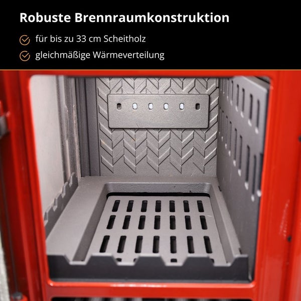 Gusseiserne Herdplatte für Holzfeuer mit herausnehmbaren Ringen für Töpfe und Pfannen verschiedener Größen.