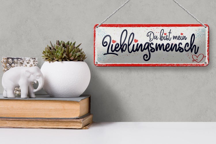 Blechschild Spruch 27x10cm Du bist mein Lieblingsmensch Dekoration