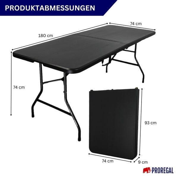 Klapptisch mit den Produktabmessungen