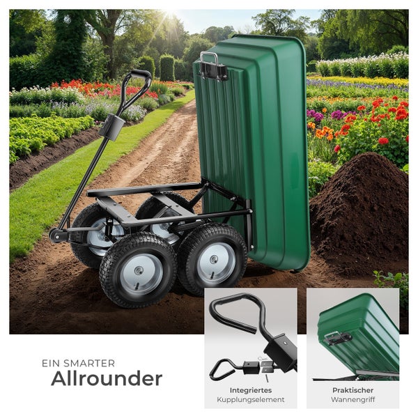 Gartenwagen tectake Tummi Belastbarkeit 300 kg mit Kippfunktion grün