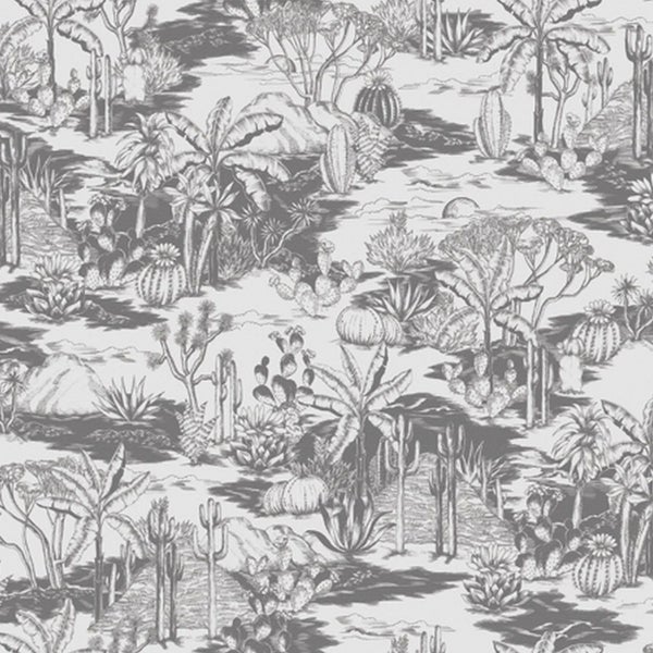 Tapete mit Wüstenmotiv, einschließlich Kakteen und Palmen