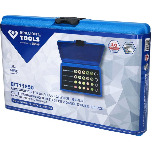 BRILLIANT TOOLS Reparatursatz für Öl-Ablassschrauben-Gewinde 64tlg. - BT711250
