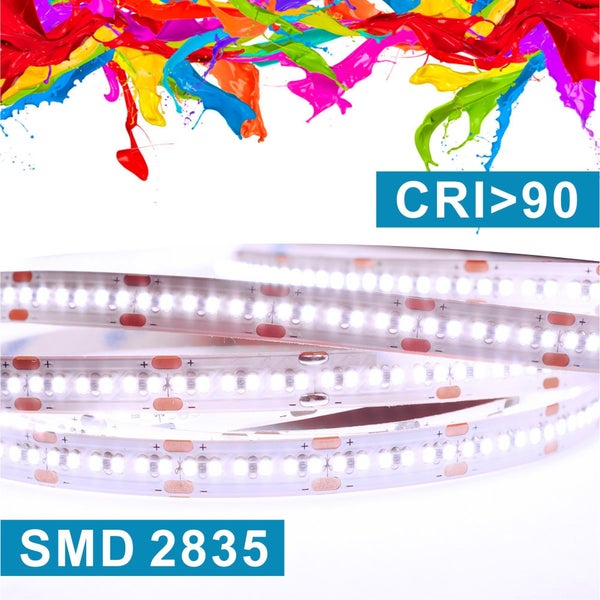 LED Streifen mit SMD 2835 LEDs und Farbwiedergabeindex CRI größer als 90