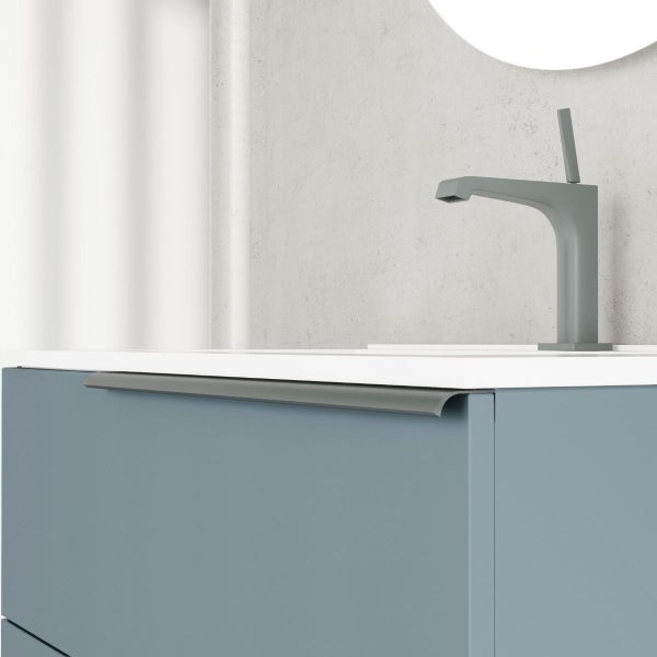 Bodenstehendes Badmöbel – Set mit 3 Schubladen, himmelblau matte Ausführung, 80cm | New York
