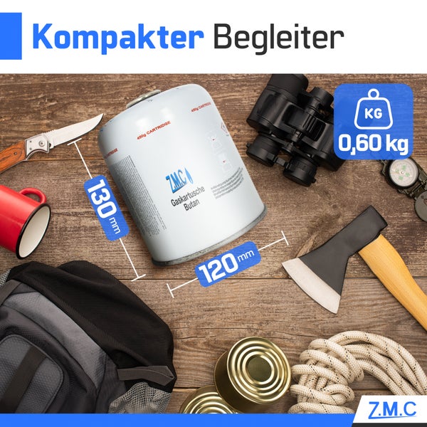 Z.M.C 9X Gaskartuschen 450g, Propan/Butan Gas 810ml, Gaskartusche EN417, Eurogewinde Schraubgewinde Anschluss, Schraubkartusche für Unkrautbrenner, Universal Druckgasdose mit Schraubventil
