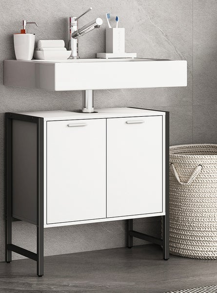 Holz Badmöbel Badunterschrank Edino  Drehtüren