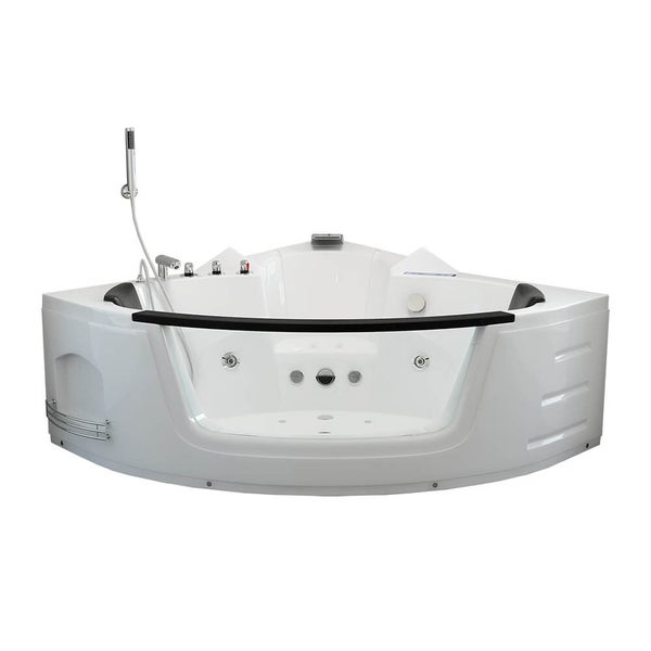 Home Deluxe - Whirlpool - Laguna L KOMPAKT - Weiß, Maße: 140x140x65cm, inkl. Radio, Heizung und Lichttherapie I Eckwanne für 2 Personen Indoor Badewanne