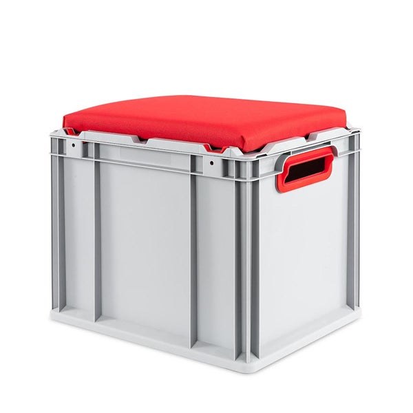 PROREGAL Eurobox NextGen Seat Box Rot HxBxT 36,5 x 30 x 40 cm 30 Liter Griffe Offen Eurobehälter Sitzbox Transportbox Transportbehälter Stapelbehälter
