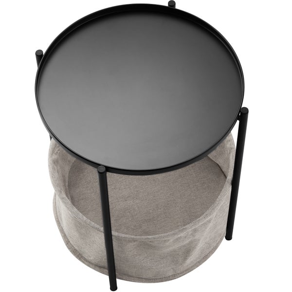 Beistelltisch tectake Canterbury 45,5 x 45,5 x 53 cm Stahl und Polyester schwarz
