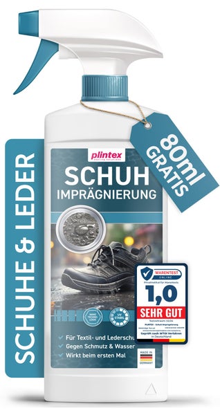 PLINTEX® 580ml Schuh Imprägnierspray | effektiv gegen Regen & Nässe - Schuh Textilien Imprägnierung 100% biologisch abbaubar - Schuhimprägnierung