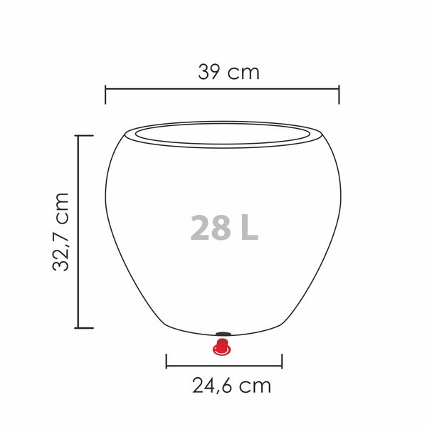Scheurich Lineo 40, Pflanzgefäß/Blumentopf/Pflanzkübel, rund,  aus Kunststoff Farbe: Schwarz-Granit, 39 cm Durchmesser, 32,7 cm hoch, 28 l Vol.