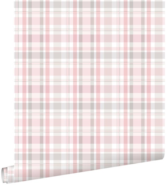 ESTAhome Tapete Karomuster Hellrosa - 53 cm x 10.05 m - 138953