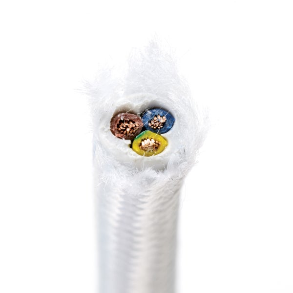 Textilkabel Weiß, 3-adrig, (3x 0,75 mm²) - Stoffkabel mit Erdleiter, Meterware