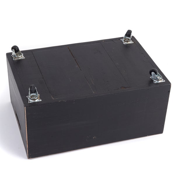 Holzkiste BOX Recyclingholz massiv, mit Rollen 09 voodoo - schwarz