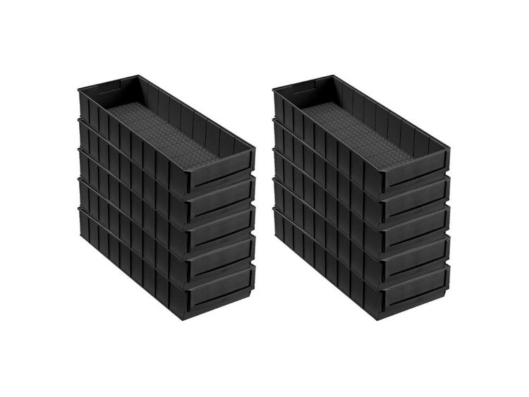PROREGAL Leitfähige Industriebox 500 B HxBxT 8,1 x 18,3 x 50 cm 6 Liter ESD Sichtlagerkasten Sortimentskasten Sortimentsbox Kleinteilebox