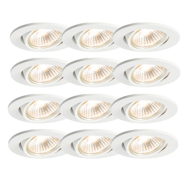 12er-Set runde, schwenkbare Einbaustrahler in Weiß.