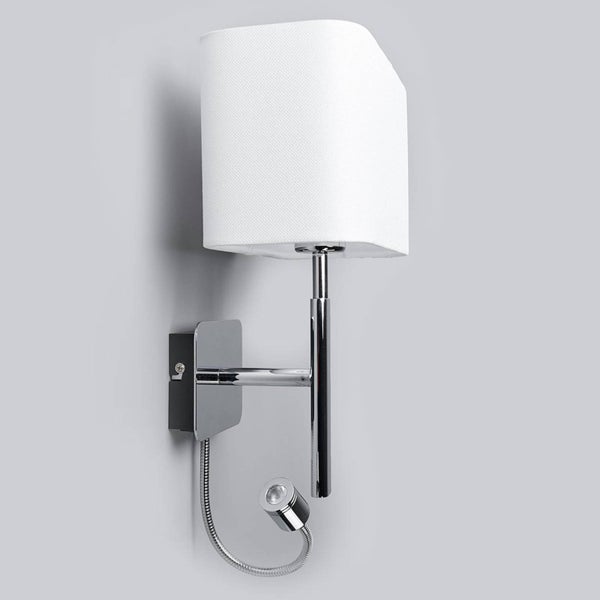 Wandleuchte mit Stoffschirm und Leselampe