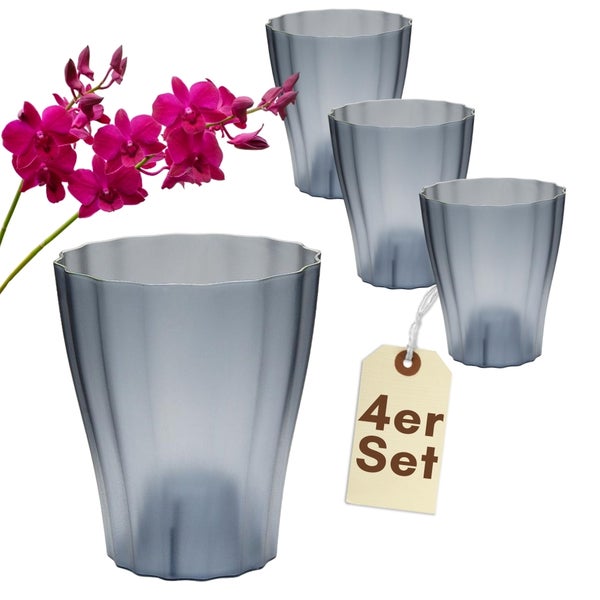 Vierer Set Pflanzgefäße mit Orchidee