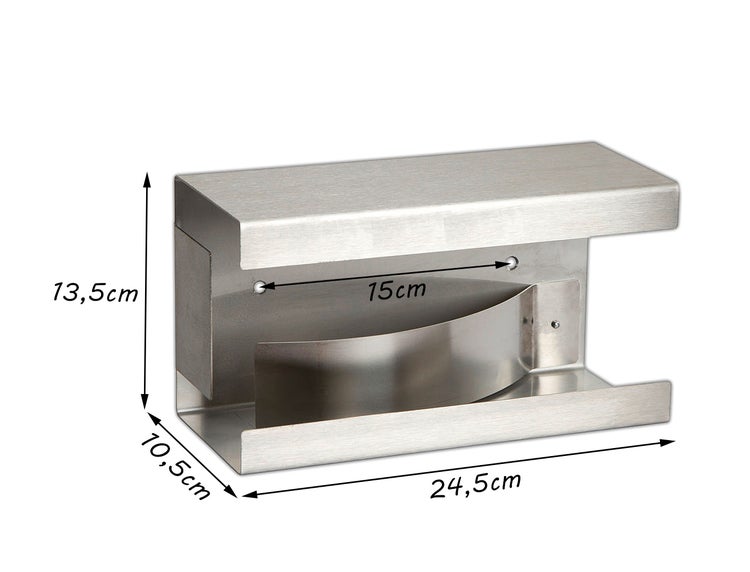 Edelstahl-Papierhandtuchspender mit den Maßen 24,5 cm x 13,5 cm x 10,5 cm