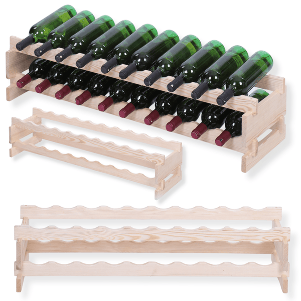 Weinregal VINOTECA FLEX PRO HxBxT 23x103x28cm 20 Flaschen auf 2 Ebenen Massives Kiefernholz Natur unbehandelt