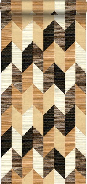 Origin Wallcoverings XXL-Vliestapete 3D Grasmuster Schwarz, Beige und Creme-Beige - 50 x 900 cm - 357214