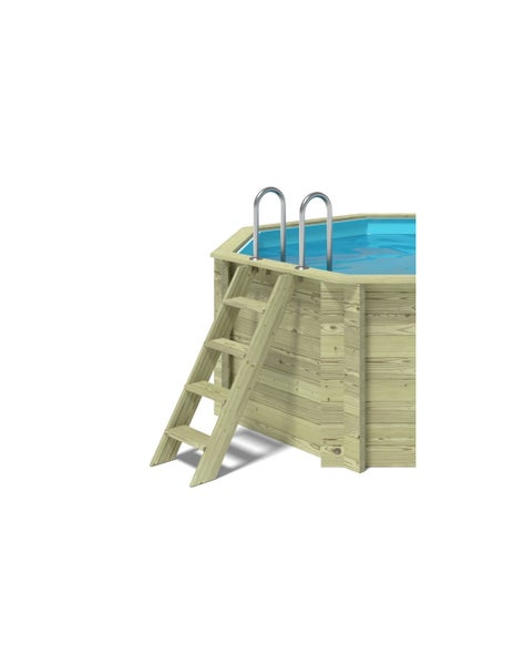 Holzpool mit Leiter und Stahlrahmen