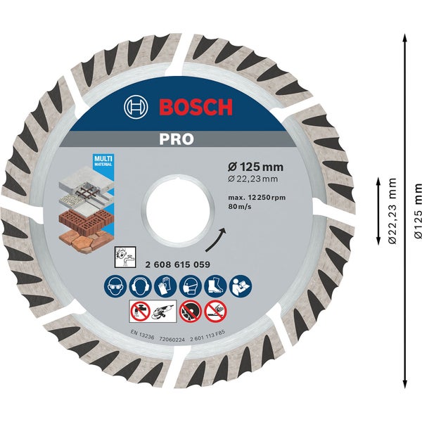 Bosch Diamanttrennscheibe mit 125 Millimeter Durchmesser für unterschiedliche Materialien
