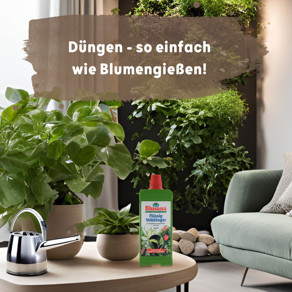 Blusana Flüssig Volldünger 2 Liter Vorteilspaket ( 2 x 1 l Flasche) Flüssigdünger  NPK Dünger 6-3-6 für Zierpflanzen Obst- und Gemüse Hydrokultur Hydroponik Erde