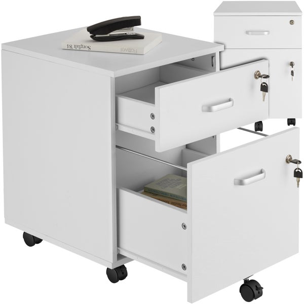 Rollcontainer tectake Vagur 40 x 44 x 54,5 cm mit 2 Schubladen für Dokumente im A4 Format weiß