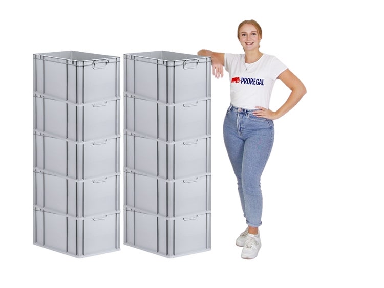 PROREGAL Spar Set 10x Eurobox Nextgen Economy Griffe Geschlossen HxBxT 32 x 40 x 60 cm 65 Liter Eurobehälter Transportbox Transportbehälter