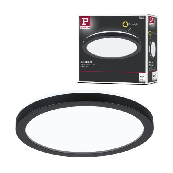 LED Panel Atria Shine Backlight rund 190mm 11,2W 850lm 4000K Schwarz